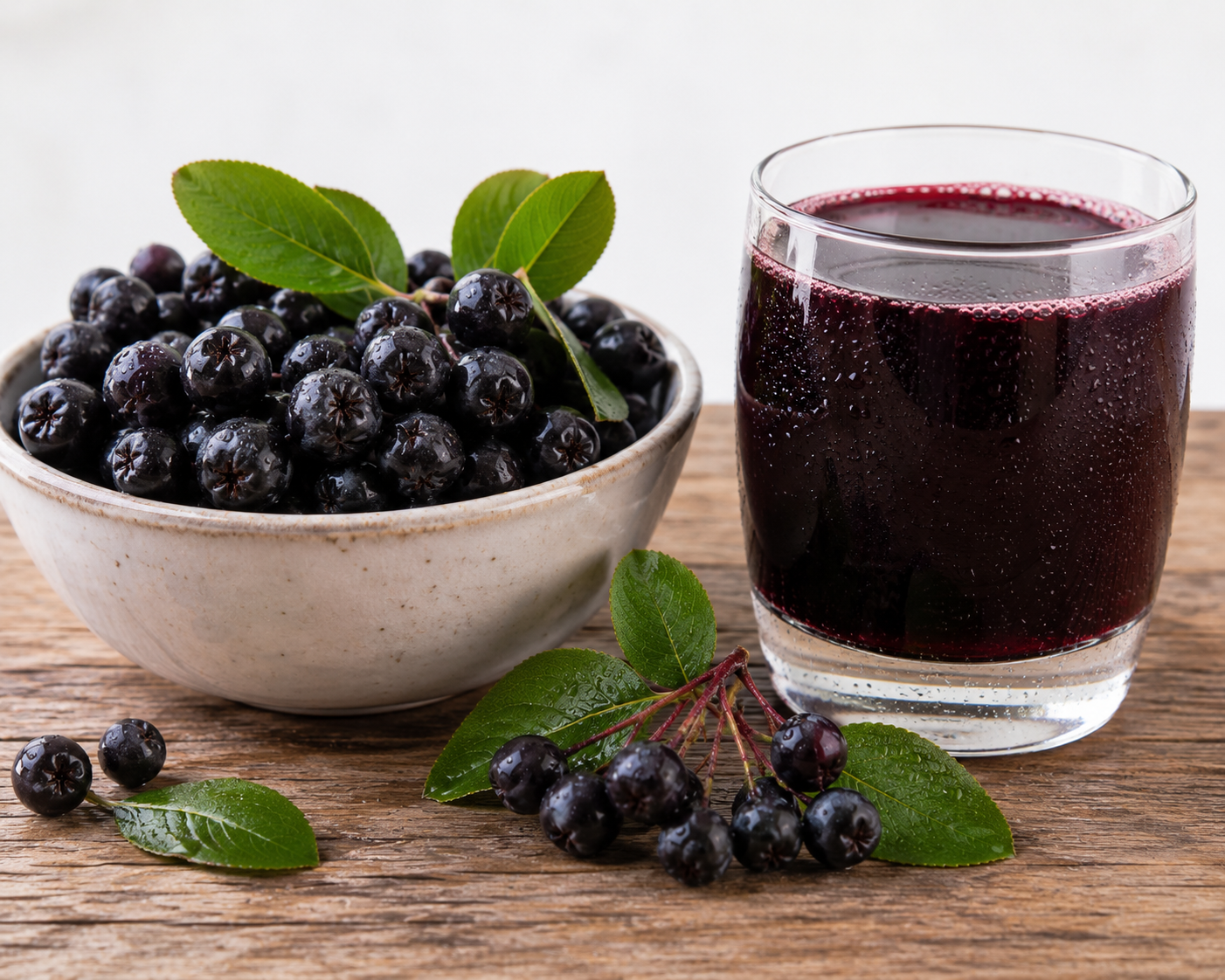 Aronia berries on the branch
