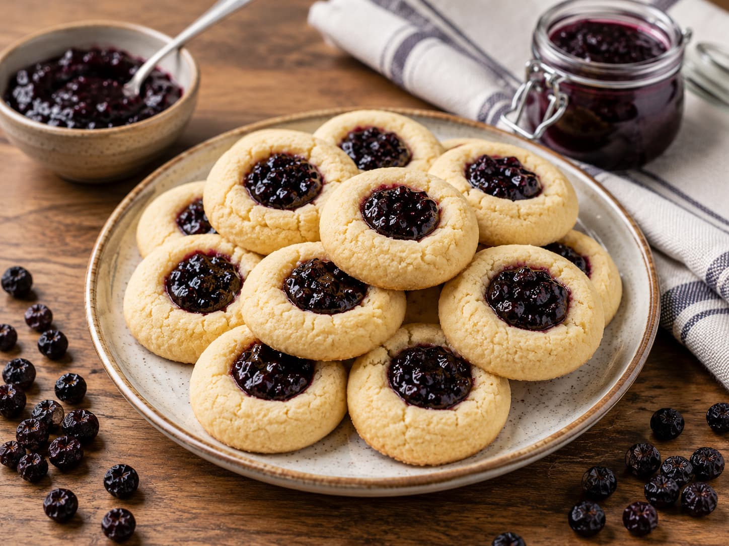 Aronia Berry Thumbprint Cookies